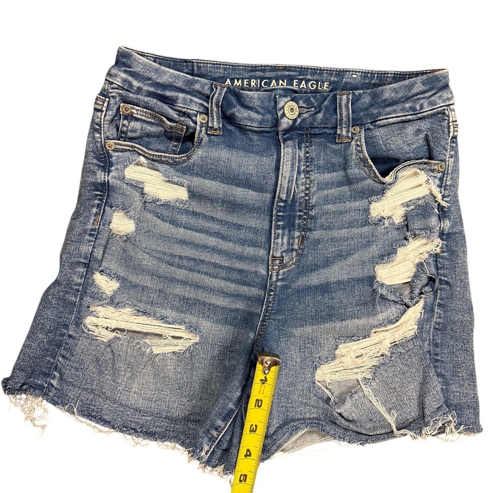 American Eagle Ne(x)t Level Stretch Distressed High Rise Denim Shorts Size 10